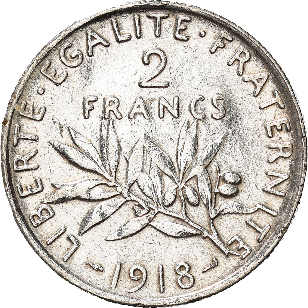 Coin, France, Semeuse, 2 Francs, 1918, Paris, AU(50-53), Silver, KM:845.1
