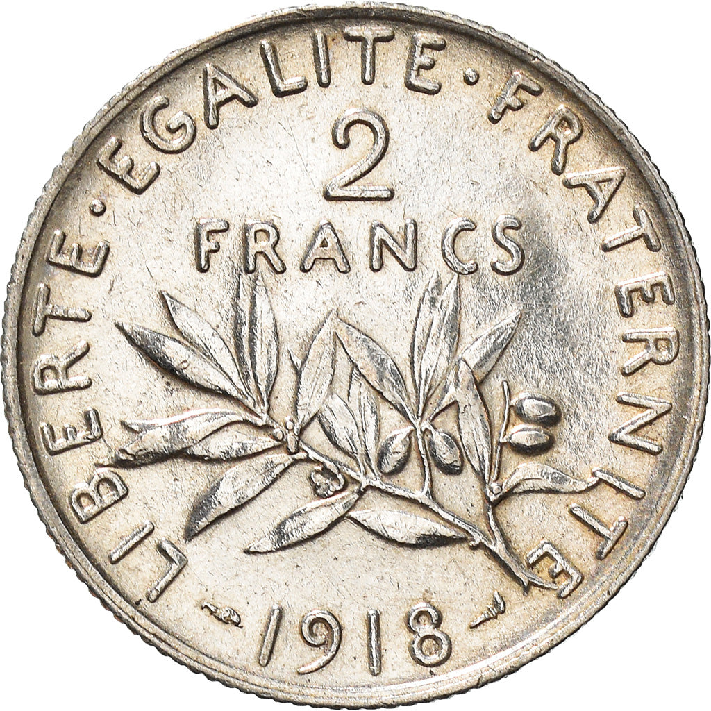 Coin, France, Semeuse, 2 Francs, 1918, Paris, AU(50-53), Silver, KM:845.1