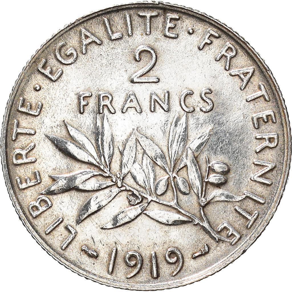 Coin, France, Semeuse, 2 Francs, 1919, Paris, AU(55-58), Silver, KM:845.1