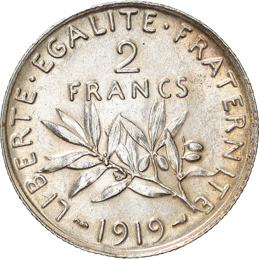 Coin, France, Semeuse, 2 Francs, 1919, Paris, AU(55-58), Silver, KM:845.1