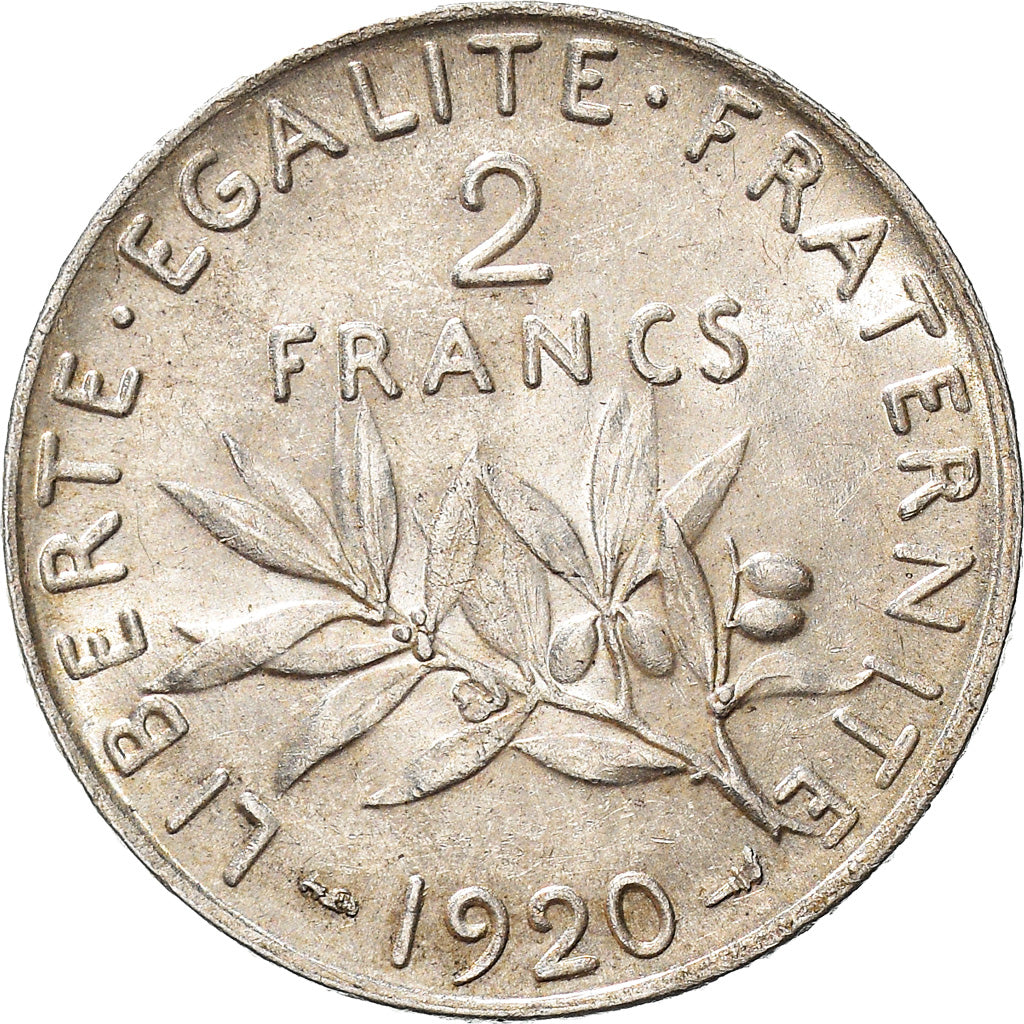 Coin, France, Semeuse, 2 Francs, 1920, Paris, AU(55-58), Silver, KM:845.1