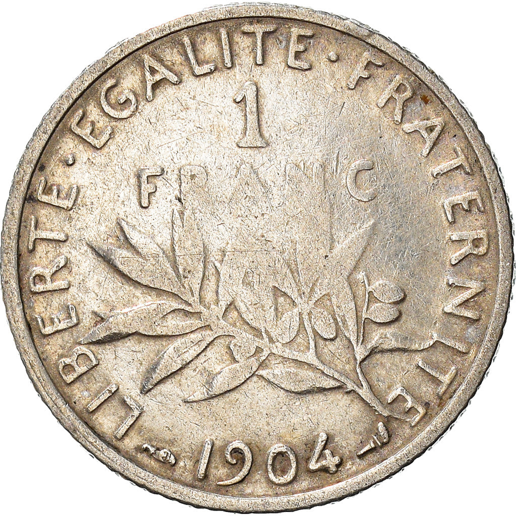 Coin, France, Semeuse, Franc, 1904, Paris, VF(20-25), Silver, KM:844.1