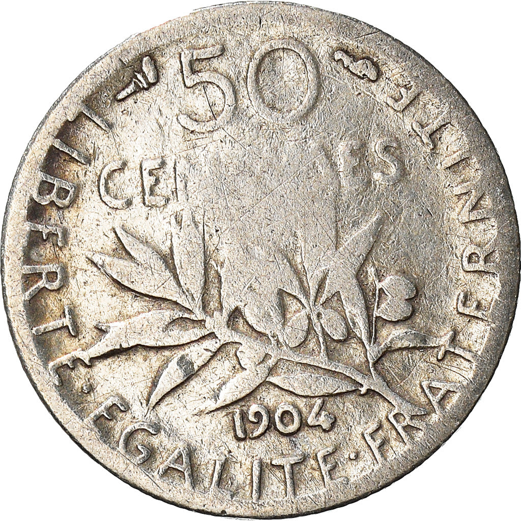 Coin, France, Semeuse, 50 Centimes, 1904, Paris, F(12-15), Silver, KM:854