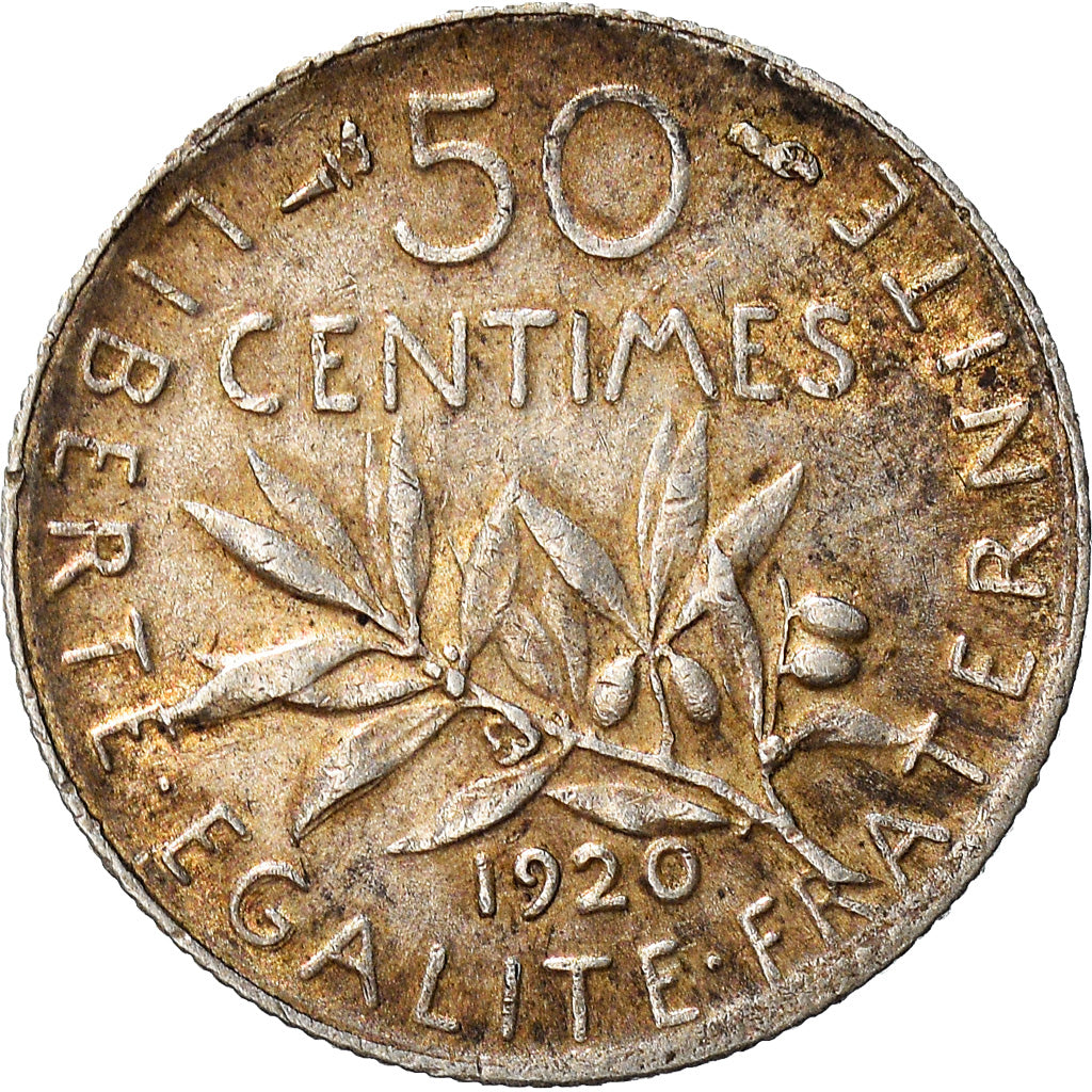 Coin, France, Semeuse, 50 Centimes, 1920, Paris, EF(40-45), Silver, KM:854
