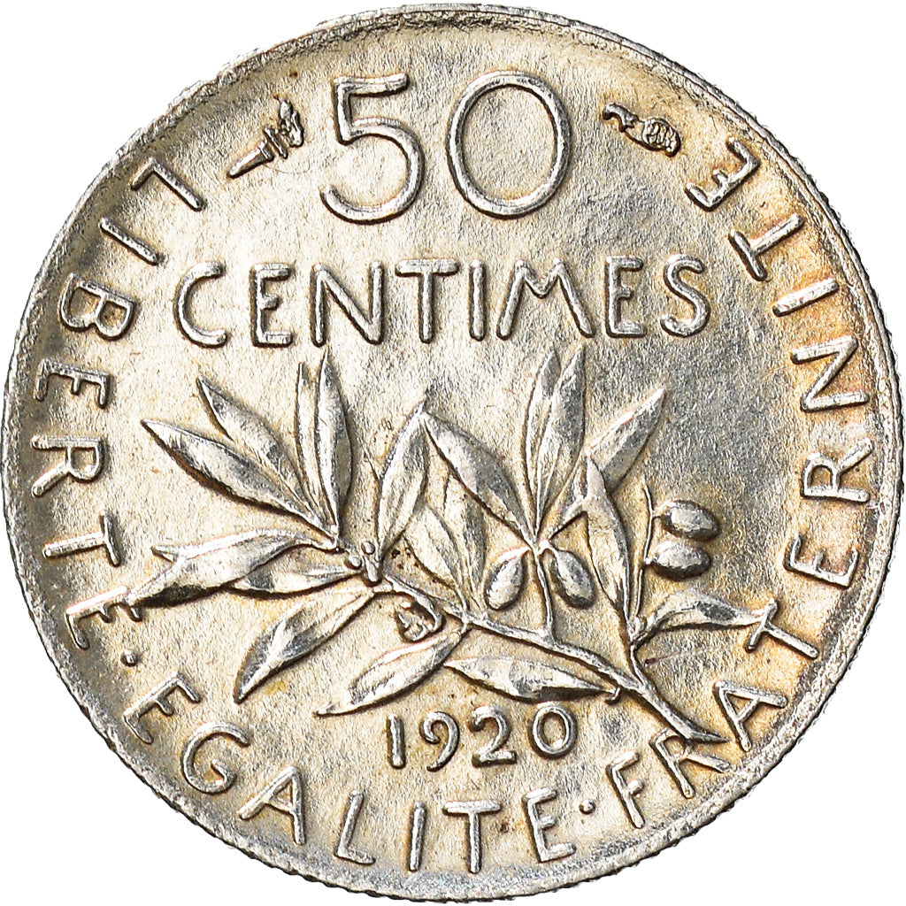 Monnaie, France, Semeuse, 50 Centimes, 1920, Paris, TTB+, Argent, Gadoury:420