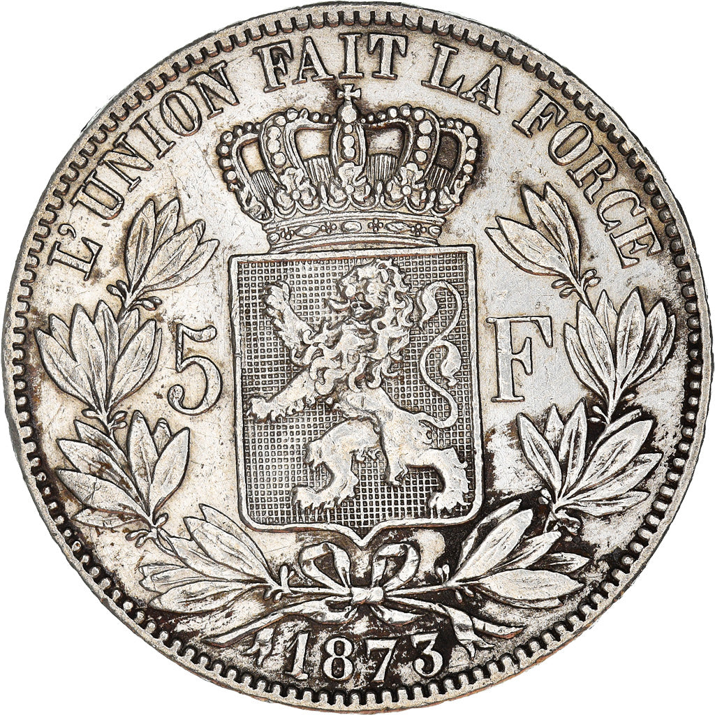 Coin, Belgium, Leopold II, 5 Francs, 5 Frank, 1873, EF(40-45), Silver, KM:24