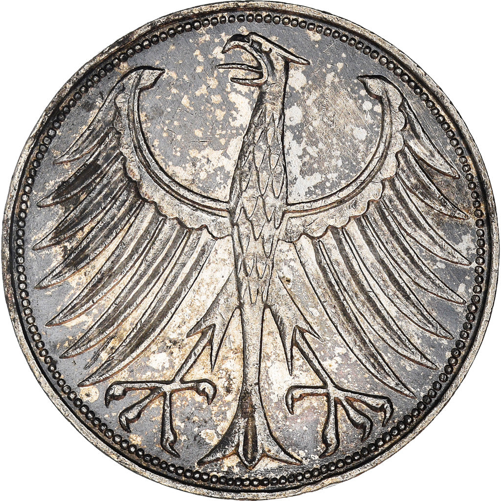 Coin, GERMANY - FEDERAL REPUBLIC, 5 Mark, 1951, Stuttgart, EF(40-45), Silver