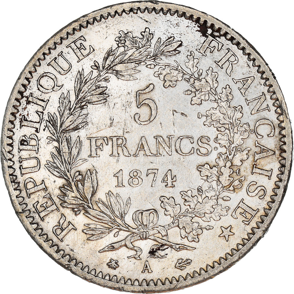 Coin, France, Hercule, 5 Francs, 1874, Paris, EF(40-45), Silver, KM:820.1