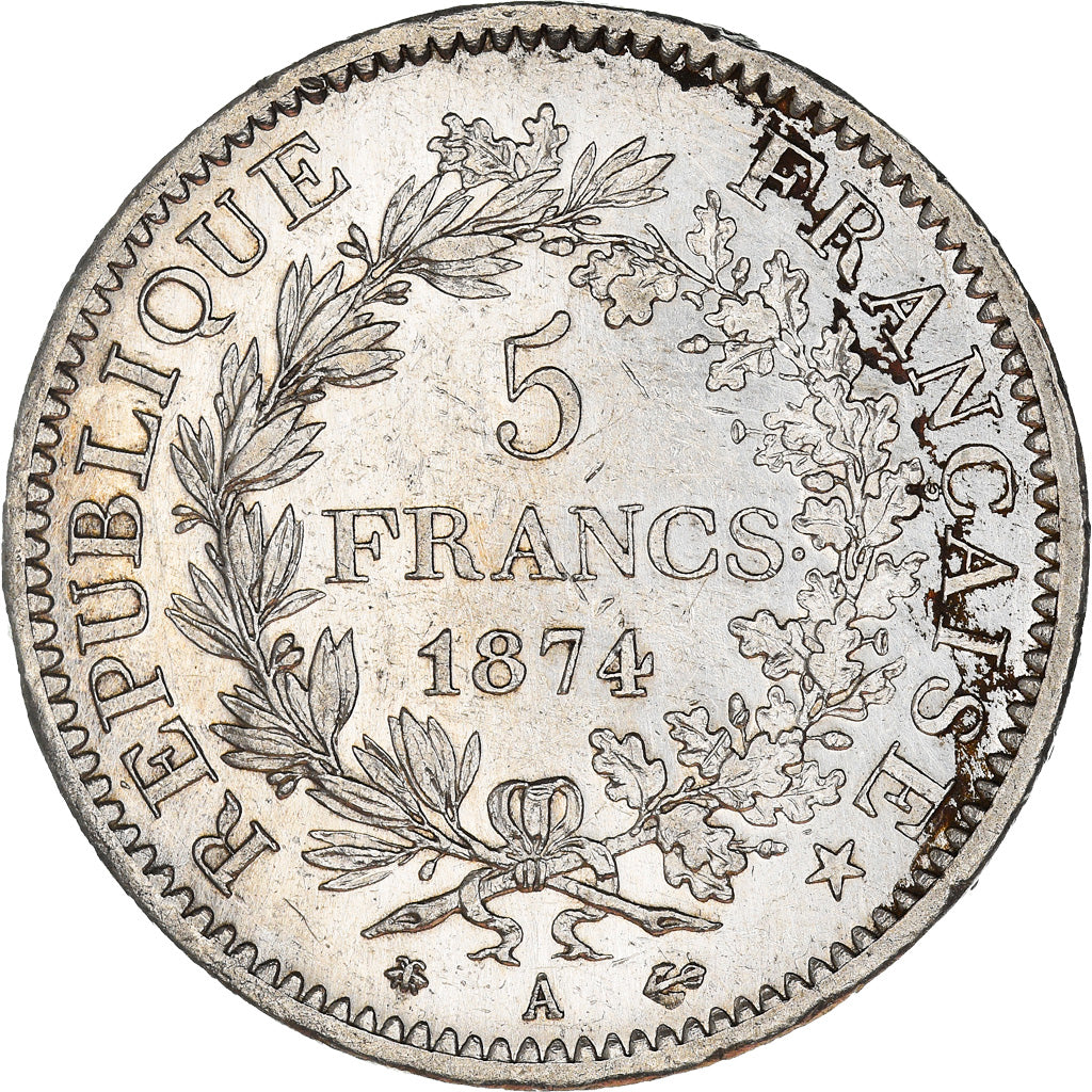 Coin, France, Hercule, 5 Francs, 1874, Paris, AU(50-53), Silver, KM:820.1