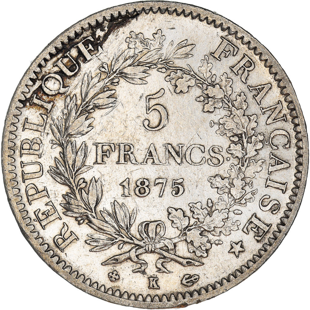 Moneda, Francia, Hercule, 5 Francs, 1874, Bordeaux, MBC, Plata, KM:820.2