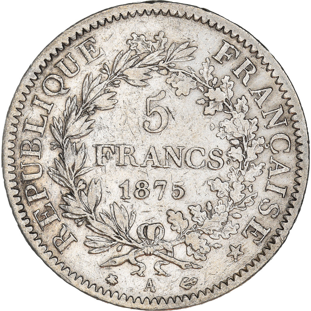 Coin, France, Hercule, 5 Francs, 1875, Paris, VF(30-35), Silver, KM:820.1