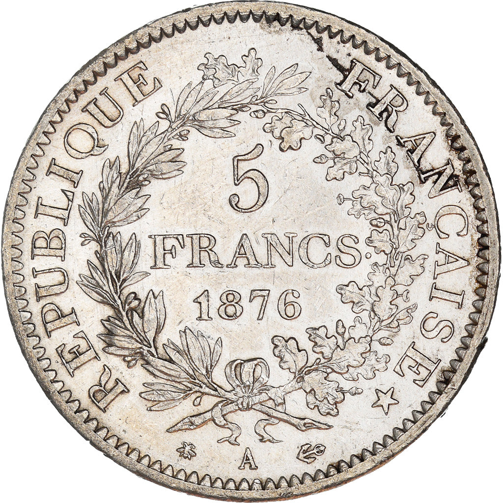 Coin, France, Hercule, 5 Francs, 1876, Paris, AU(50-53), Silver, KM:820.1