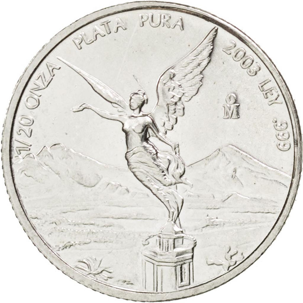 MEXICO, 1/20 Onza, 1/20 Troy Ounce of Silver, 2003, Mexico City, KM #609,...