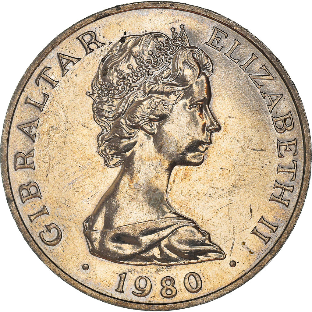 Coin, Gibraltar, Elizabeth II, Crown, 1980, British Royal Mint, AU(55-58)