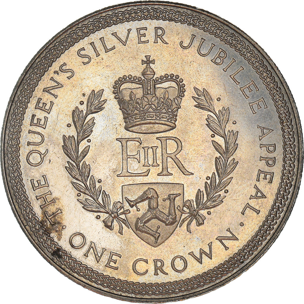 Coin, Isle of Man, Elizabeth II, Crown, 1977, Pobjoy Mint, AU(55-58)