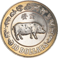 Coin, Singapore, Année du Cochon, 10 Dollars, 1983, MS(60-62), Nickel, KM:26