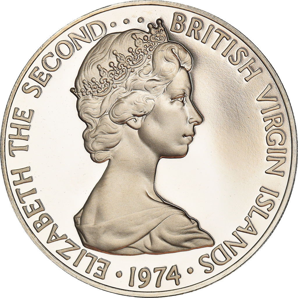 Coin, BRITISH VIRGIN ISLANDS, 50 Cents, 1974, Franklin Mint, Proof, MS(65-70)