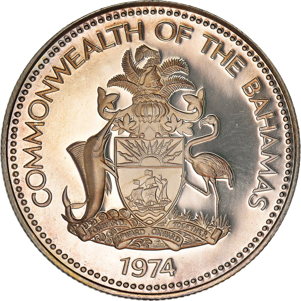 Coin, Bahamas, Elizabeth II, 50 Cents, 1974, Franklin Mint, U.S.A., Proof