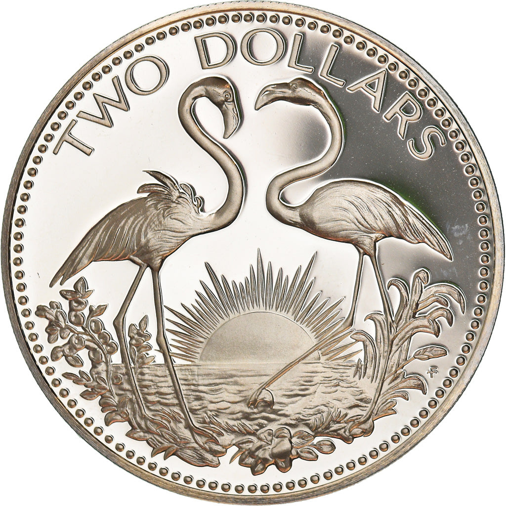 Moneta, Bahamy, Elizabeth II, 2 Dollars, 1974, Franklin Mint, U.S.A., Proof