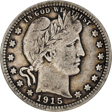 Coin, United States, Barber Quarter, 1915, Denver, VF(30-35), Silver