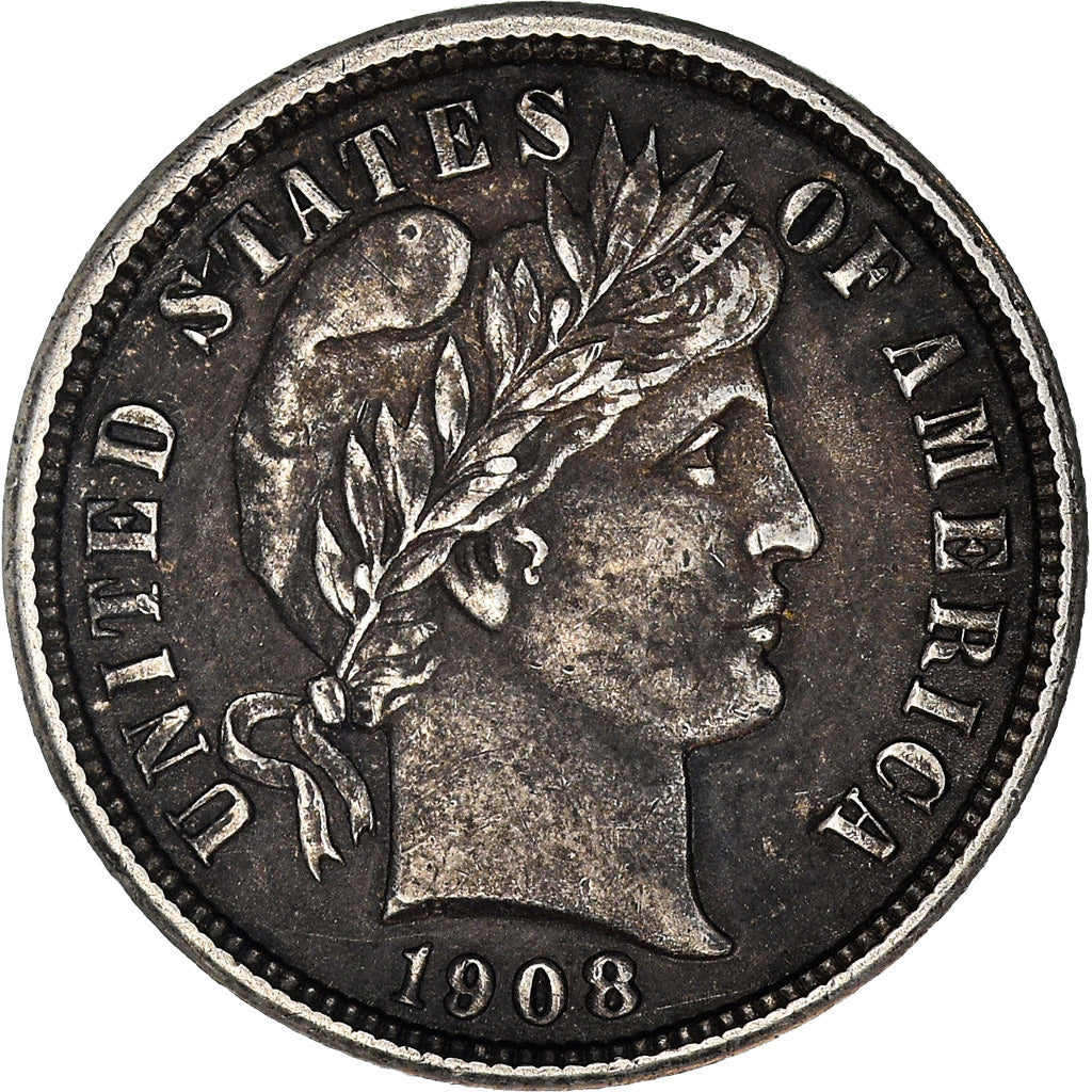Coin, United States, Barber Dime, Dime, 1908, Philadelphia, EF(40-45), Silver