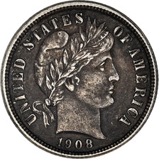 Coin, United States, Barber Dime, Dime, 1908, Philadelphia, EF(40-45), Silver