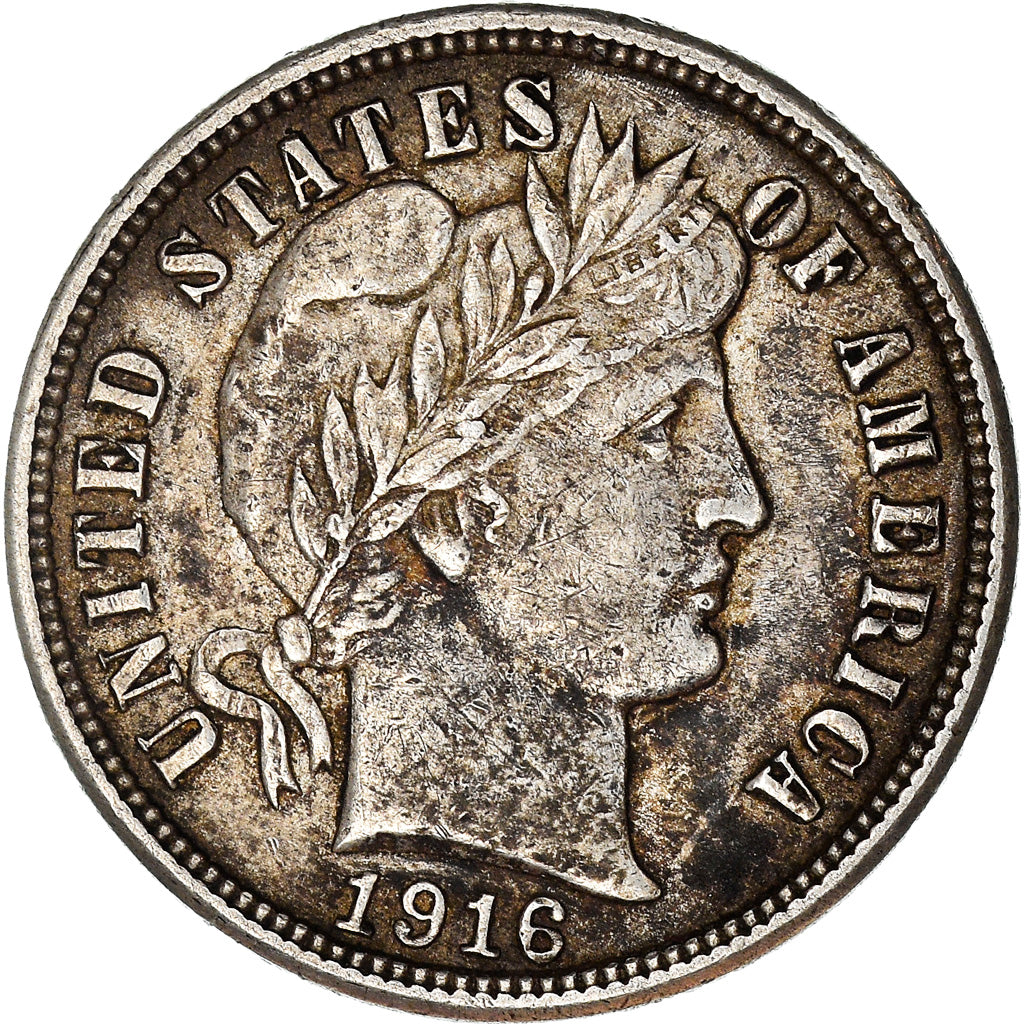 Coin, United States, Barber Dime, Dime, 1916, Philadelphia, EF(40-45), Silver