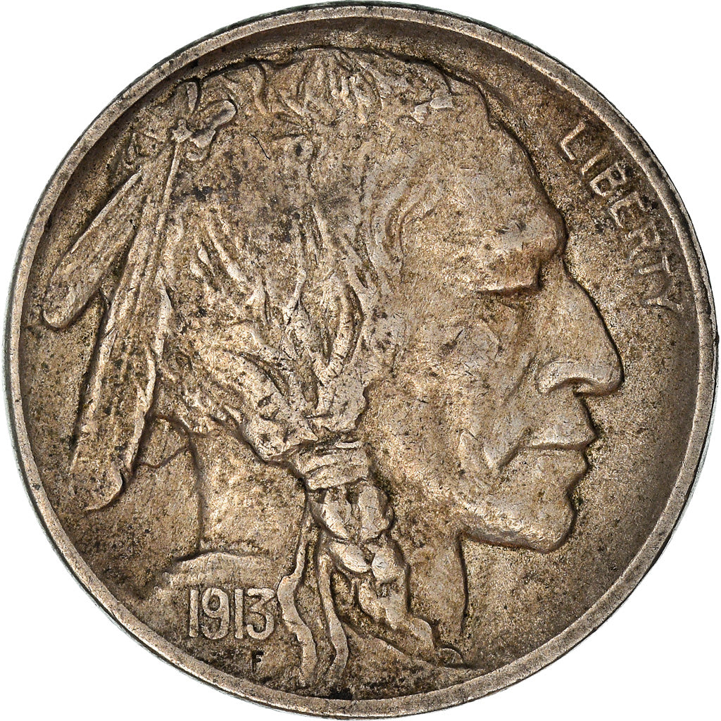 Moneda, Estados Unidos, Buffalo Nickel, 5 Cents, 1913, Philadelphia, MBC, Cobre