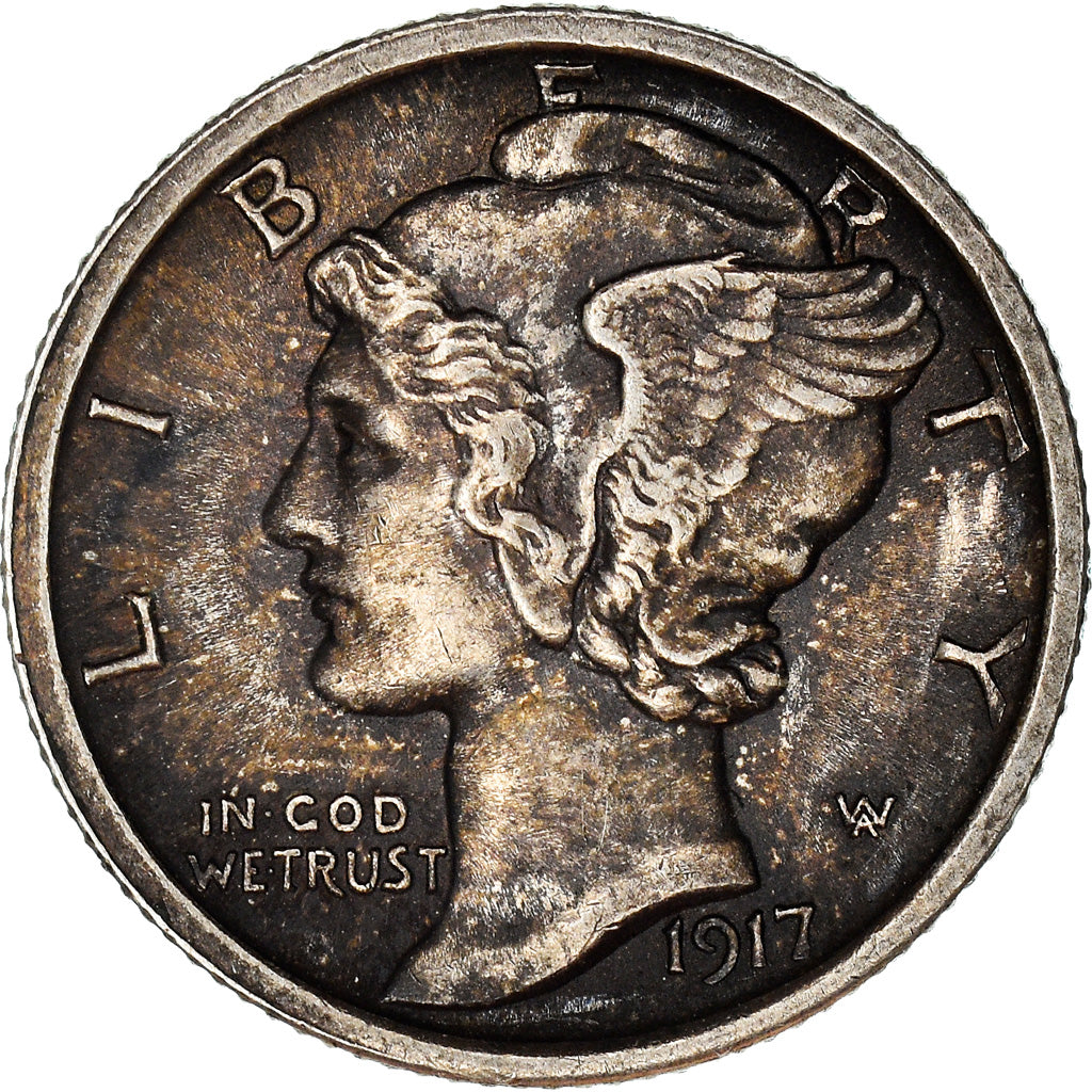Coin, United States, Mercury Dime, Dime, 1917, Philadelphia, AU(55-58), Silver