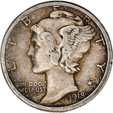 Münze, Vereinigte Staaten, Mercury Dime, Dime, 1918, San Francisco, S+, Silber