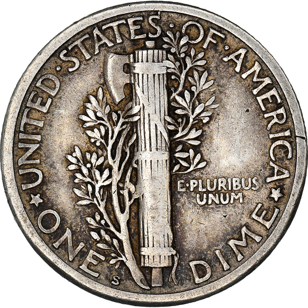 Münze, Vereinigte Staaten, Mercury Dime, Dime, 1918, San Francisco, S+, Silber