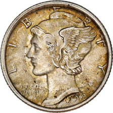Monnaie, États-Unis, Mercury Dime, Dime, 1918, Philadelphie, SUP, Argent