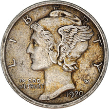 Monnaie, États-Unis, Mercury Dime, Dime, 1920, Philadelphie, TTB+, Argent