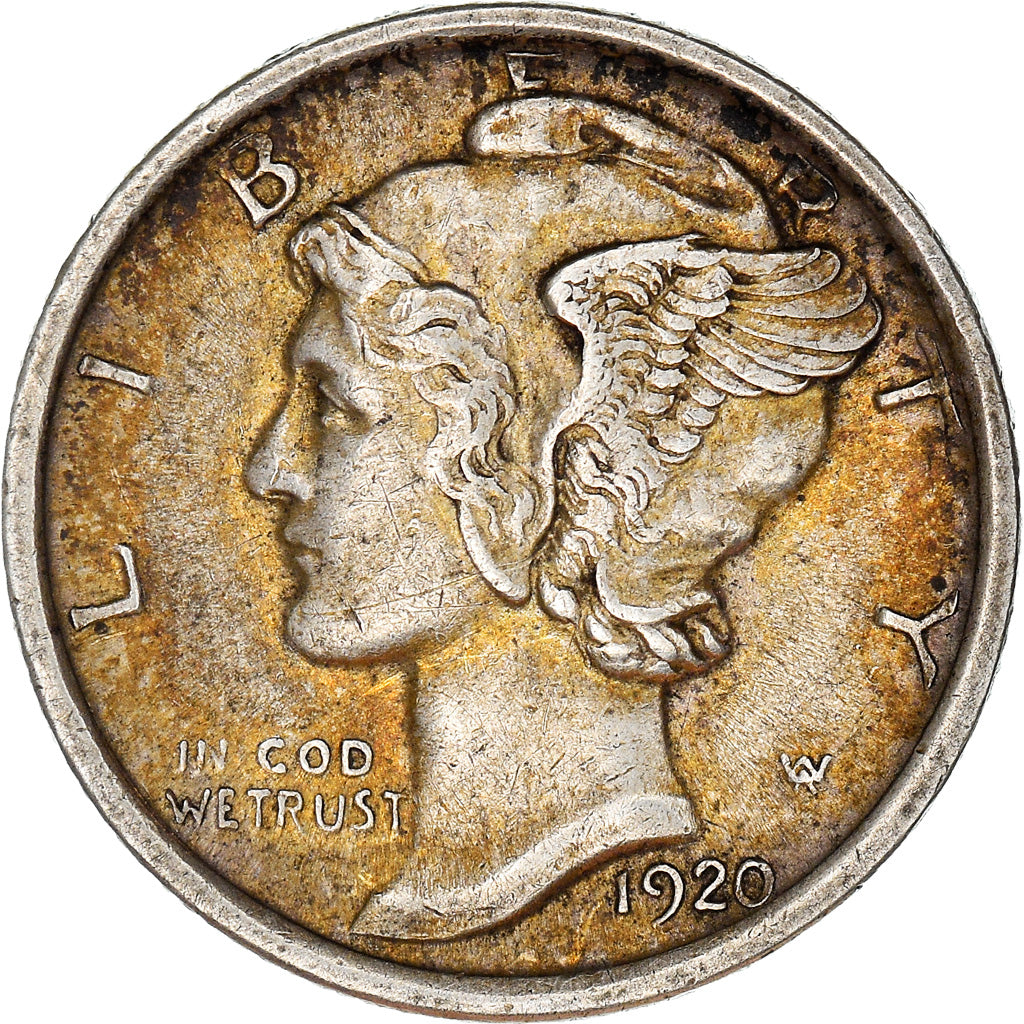 Monnaie, États-Unis, Mercury Dime, Dime, 1920, Philadelphie, SUP, Argent