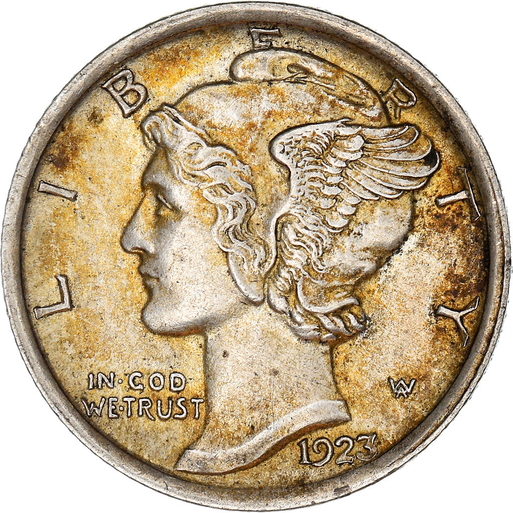 Coin, United States, Mercury Dime, Dime, 1923, Philadelphia, EF(40-45), Silver