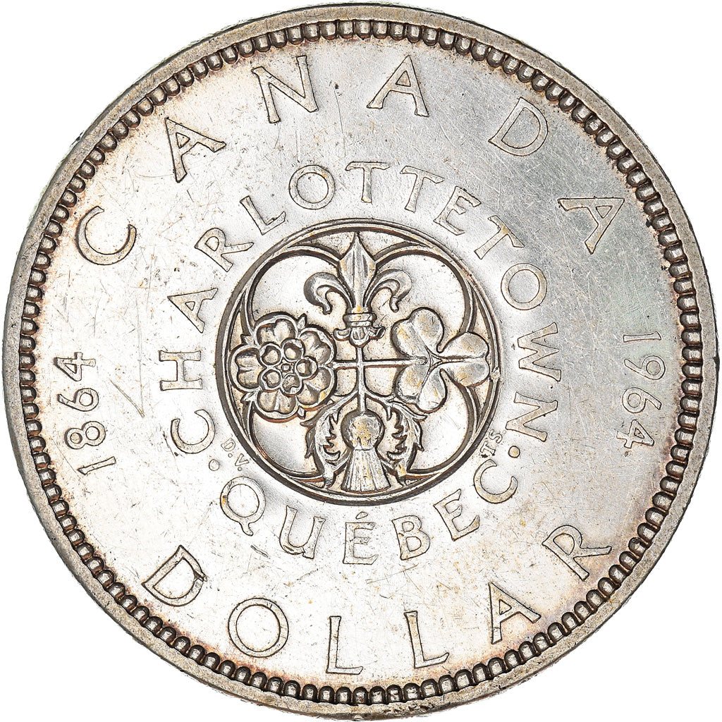 Coin, Canada, Elizabeth II, Dollar, 1964, Ottawa, AU(50-53), Silver, KM:58