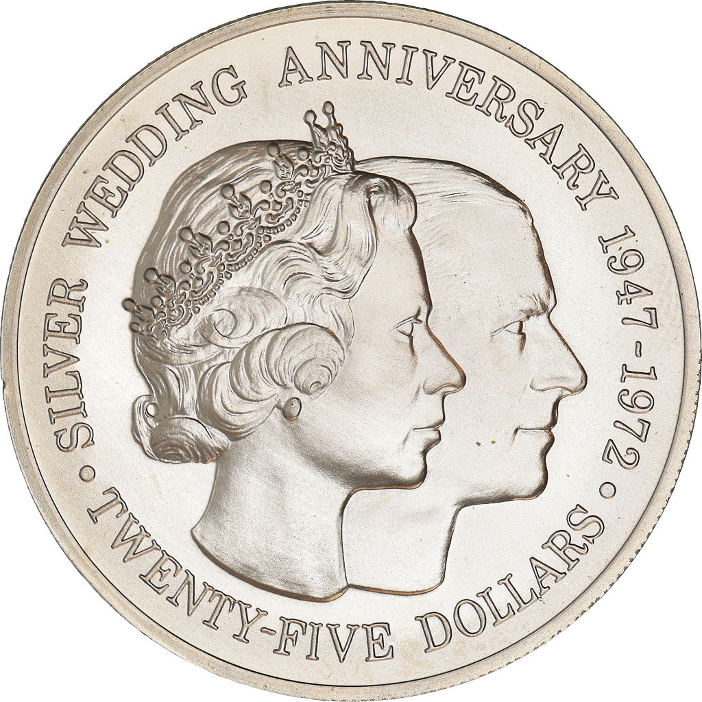 Coin, Cayman Islands, Elizabeth II, 25 Dollars, 1972, MS(65-70), Silver, KM:9
