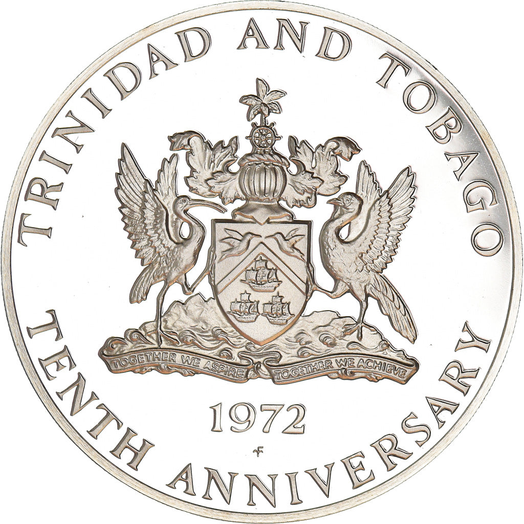 Coin, TRINIDAD & TOBAGO, 10 Dollars, 1972, Franklin Mint, Proof, UNC, Silver
