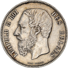 Coin, Belgium, Leopold II, 5 Francs, 5 Frank, 1869, AU(50-53), Silver, KM:24