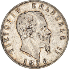 Coin, Italy, Vittorio Emanuele II, 5 Lire, 1876, Rome, EF(40-45), Silver, KM:8.4