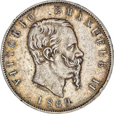 Münze, Italien, Vittorio Emanuele II, 5 Lire, 1869, Milan, SS, Silber, KM:8.3