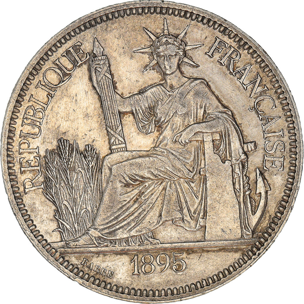 Coin, FRENCH INDO-CHINA, Piastre, 1895, Paris, EF(40-45), Silver, KM:5a.1