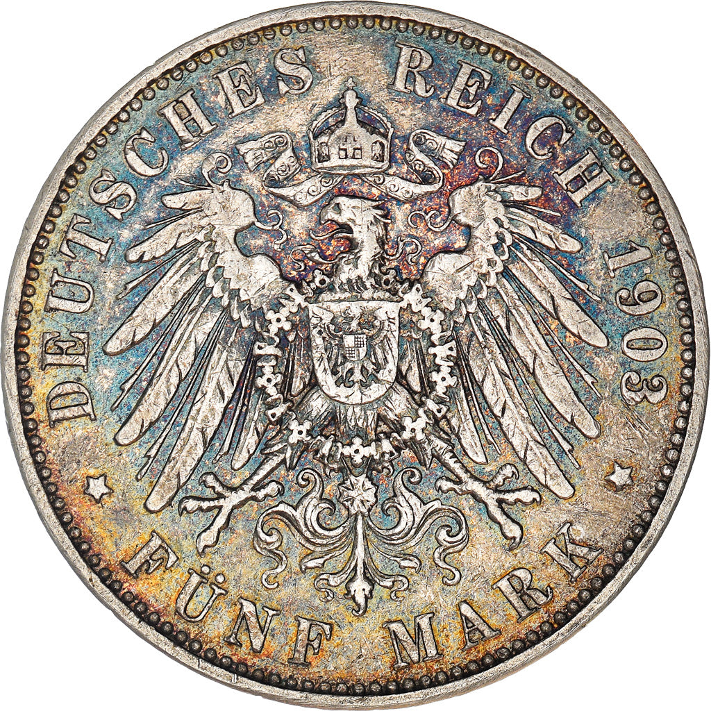 Coin, German States, PRUSSIA, Wilhelm II, 5 Mark, 1903, Berlin, EF(40-45)