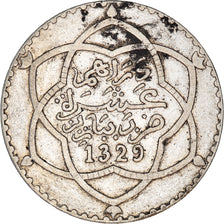 Coin, Morocco, 'Abd al-Hafiz, Rial, 10 Dirhams, 1911/AH1329, bi-Bariz, Paris