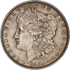 Monnaie, États-Unis, Morgan Dollar, 1887, Philadelphie, TTB+, Argent