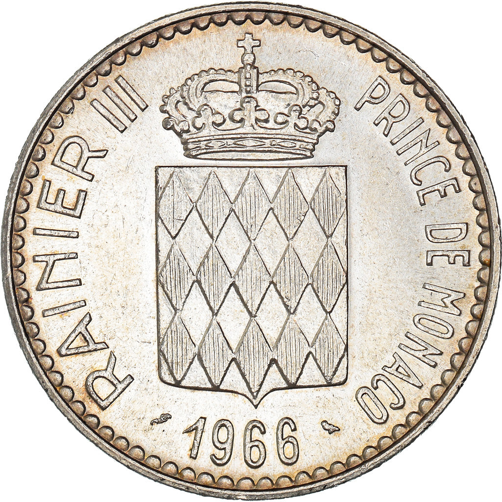 Coin, Monaco, Rainier III, 10 Francs, 1966, AU(55-58), Silver, KM:146