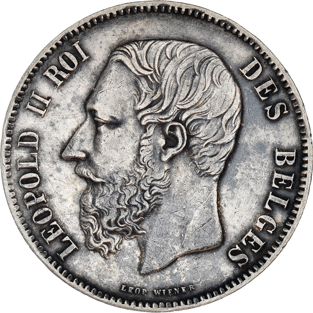 Coin, Belgium, Leopold II, 5 Francs, 5 Frank, 1868, EF(40-45), Silver, KM:24