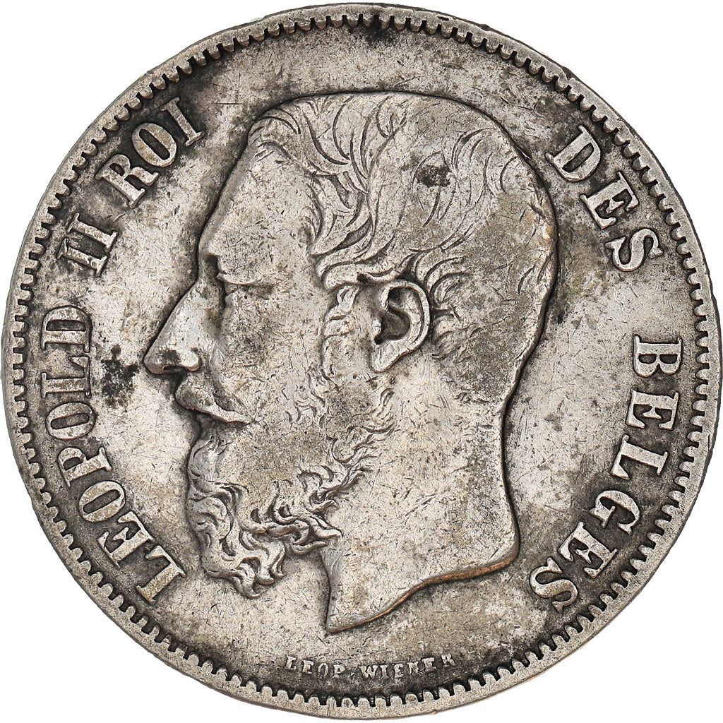 Monnaie, Belgique, Leopold II, 5 Francs, 5 Frank, 1869, TB+, Argent, KM:24