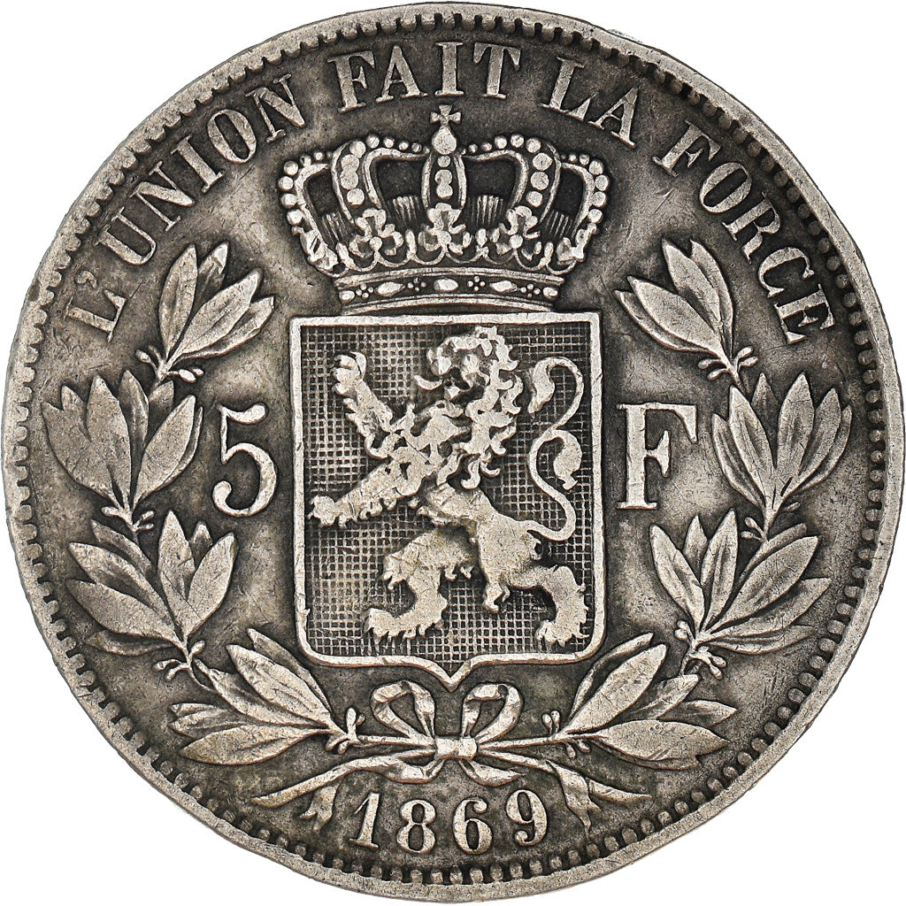Monnaie, Belgique, Leopold II, 5 Francs, 5 Frank, 1869, TB+, Argent, KM:24