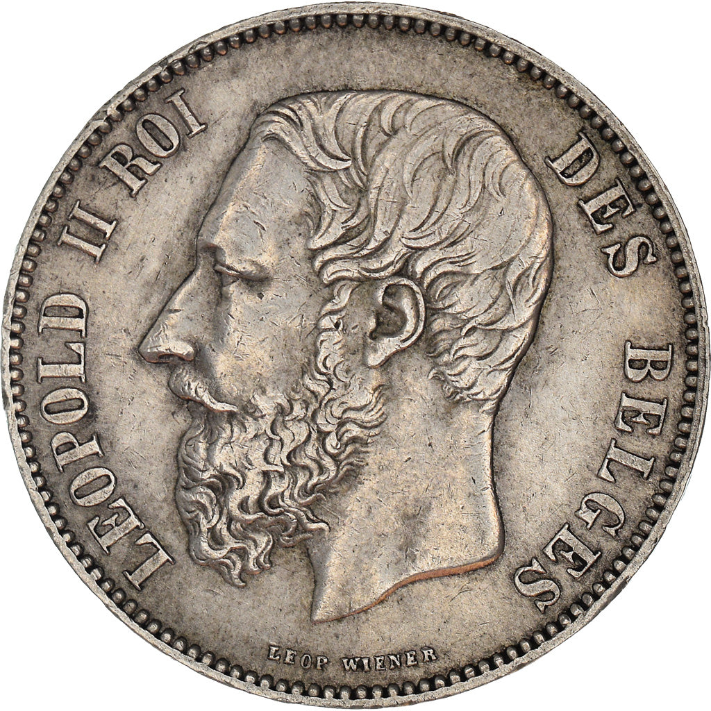 Moneta, Belgio, Leopold II, 5 Francs, 5 Frank, 1873, BB, Argento, KM:24